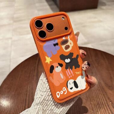 Cute puppy leather texture shockproof iPhone 17 case
