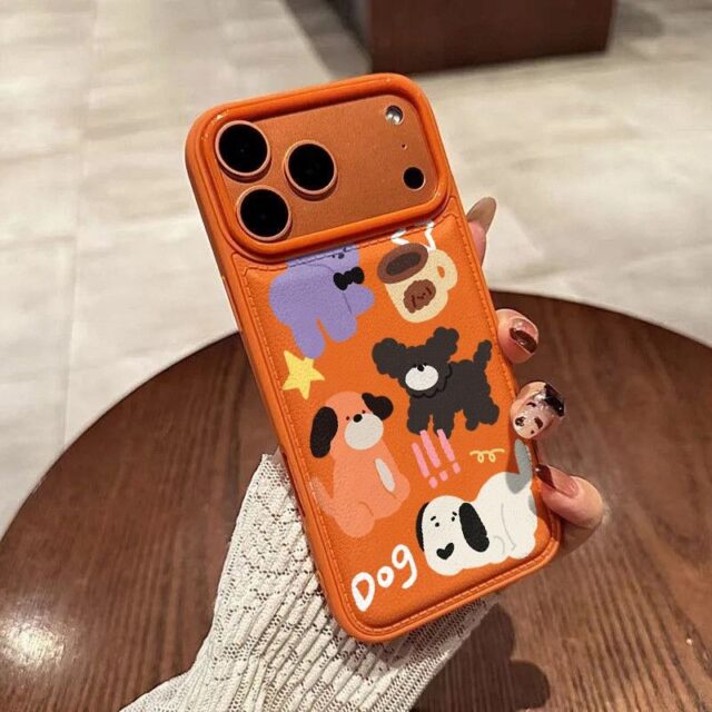 Cute puppy leather texture shockproof iPhone 17 case
