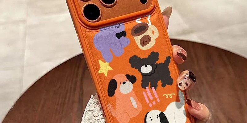 Cute puppy leather texture shockproof iPhone 17 case