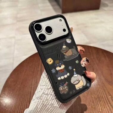 Cute puppy leather texture shockproof iPhone 17 case