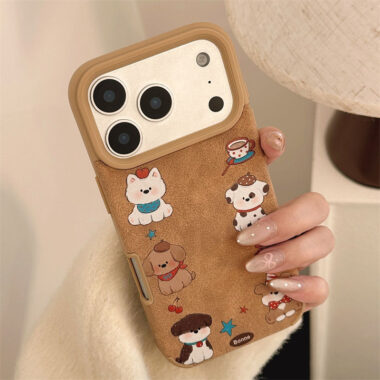 Cartoon puppy leather shockproof iPhone 17 case