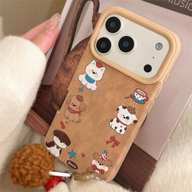 Cartoon puppy leather shockproof iPhone 17 case