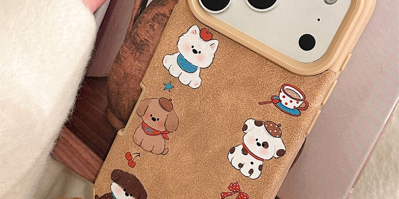 Cartoon puppy leather shockproof iPhone 17 case