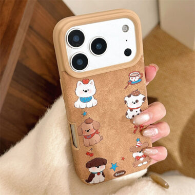 Cartoon puppy leather shockproof iPhone 17 case