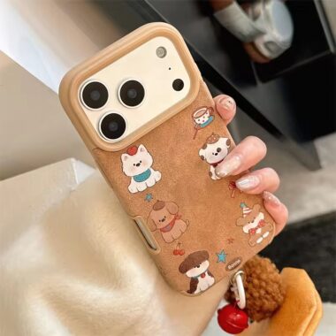 Cartoon puppy leather shockproof iPhone 17 case