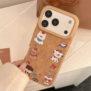 Cartoon puppy leather shockproof iPhone 17 case