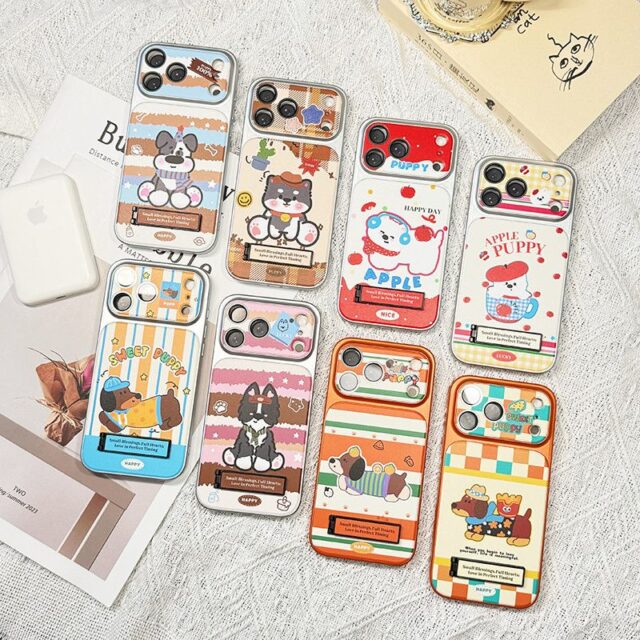 Cute cartoon puppy kickstand full cover iPhone 17 case