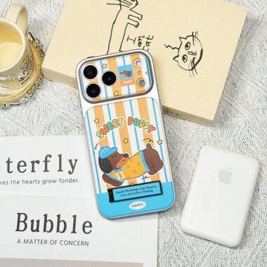 Cute cartoon puppy kickstand full cover iPhone 17 case
