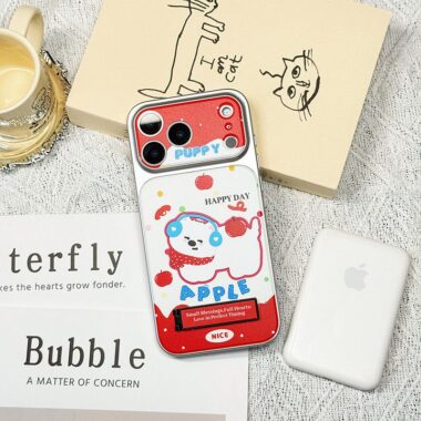 Cute cartoon puppy kickstand full cover iPhone 17 case