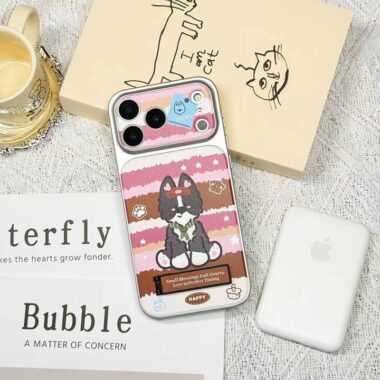 Cute cartoon puppy kickstand full cover iPhone 17 case