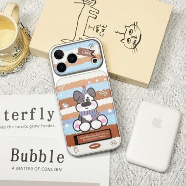 Cute cartoon puppy kickstand full cover iPhone 17 case