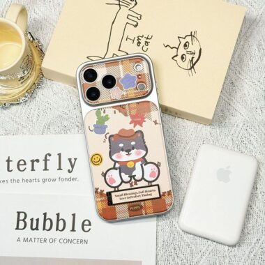 Cute cartoon puppy kickstand full cover iPhone 17 case