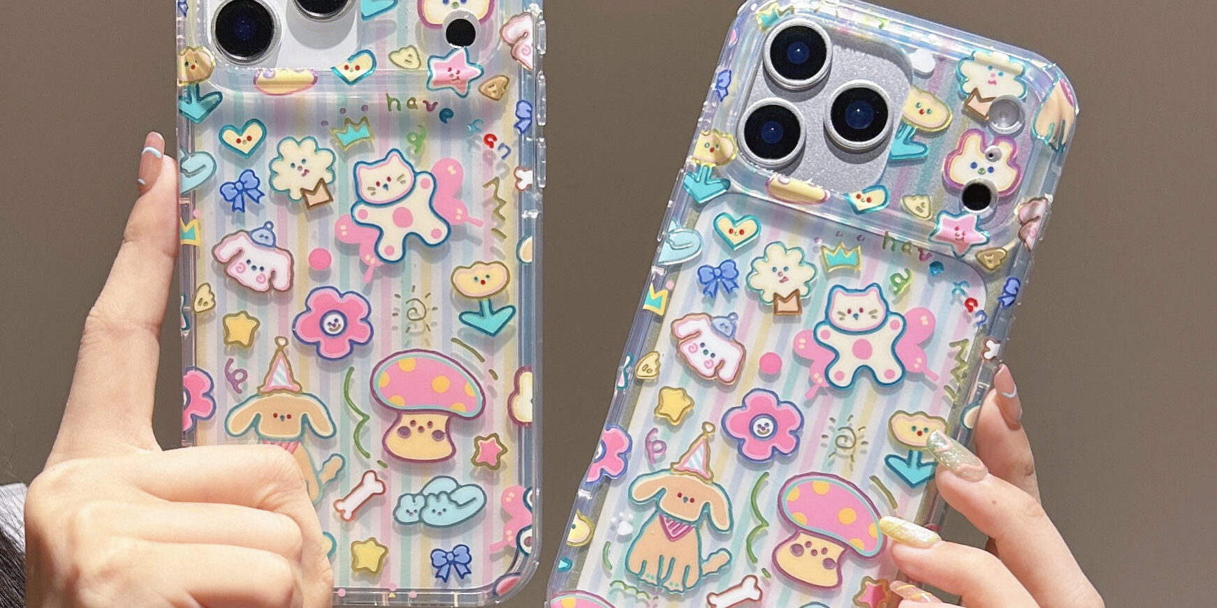 Rainbow dog and cat cartoon shockproof iPhone 17 case