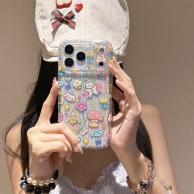 Rainbow dog and cat cartoon shockproof iPhone 17 case