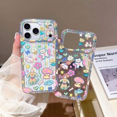 Rainbow dog and cat cartoon shockproof iPhone 17 case