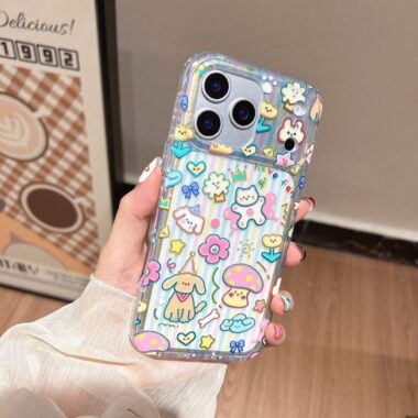 Rainbow dog and cat cartoon shockproof iPhone 17 case