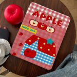 Red plaid apple cartoon Y-fold tri-fold shockproof iPad case