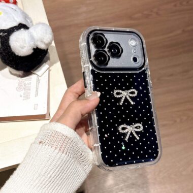Polka dot bow resin shockproof iPhone 17 case