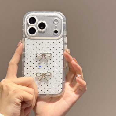 Polka dot bow resin shockproof iPhone 17 case