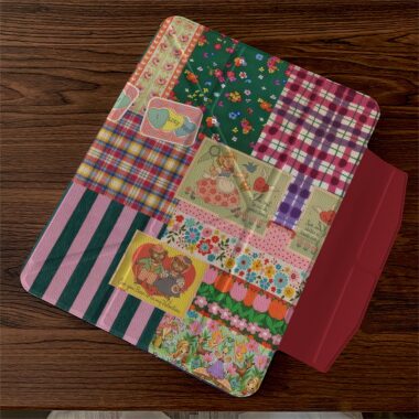 Vintage plaid patchwork acrylic Y fold tri fold iPad case
