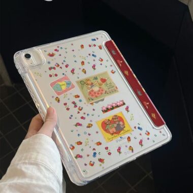 Vintage plaid patchwork acrylic Y fold tri fold iPad case