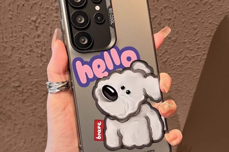 Trendy silver puppy Samsung S25 Ultra shockproof case