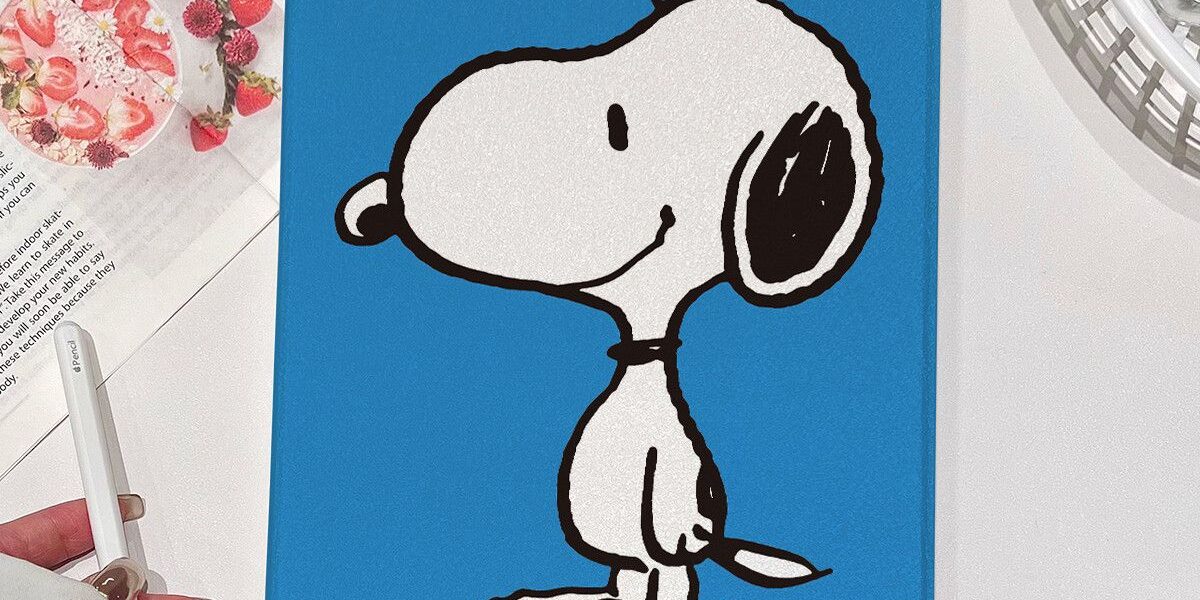 Cartoon Snoopy book-style iPad case with flip stand cover
