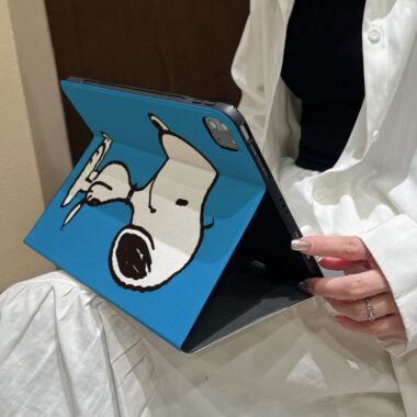 Cartoon Snoopy book-style iPad case with flip stand cover