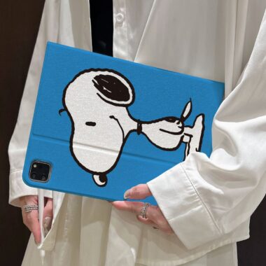 Cartoon Snoopy book-style iPad case with flip stand cover