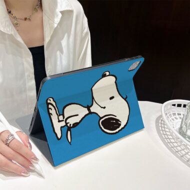Cartoon Snoopy book-style iPad case with flip stand cover