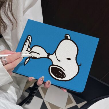 Cartoon Snoopy book-style iPad case with flip stand cover