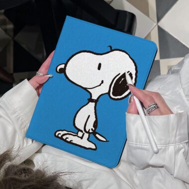 Cartoon Snoopy book-style iPad case with flip stand cover