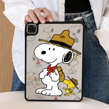 Cartoon Snoopy shockproof clear acrylic iPad case