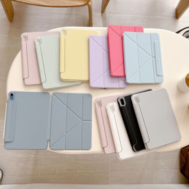 Solid color Y-fold tri-fold shockproof iPad 10 11 case