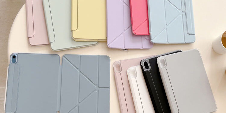 Solid color Y-fold tri-fold shockproof iPad 10 11 case