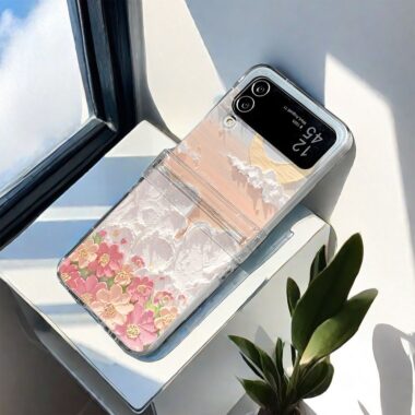 Oil painting star moon clear hard Samsung Z Flip case