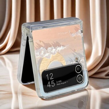 Oil painting star moon clear hard Samsung Z Flip case