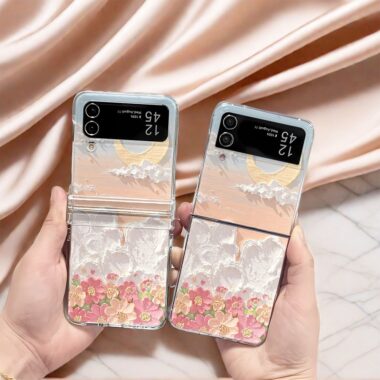 Oil painting star moon clear hard Samsung Z Flip case