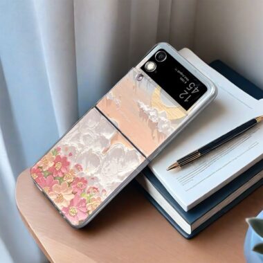 Oil painting star moon clear hard Samsung Z Flip case