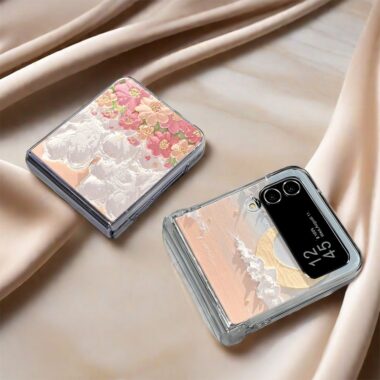 Oil painting star moon clear hard Samsung Z Flip case