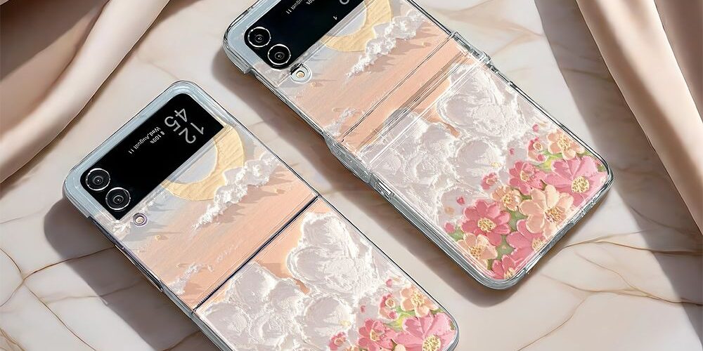 Oil painting star moon clear hard Samsung Z Flip case