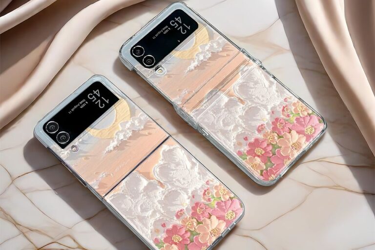 Oil painting star moon clear hard Samsung Z Flip case