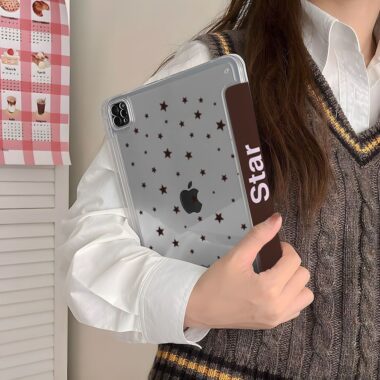 Brown purple star Y fold tri fold shockproof iPad case