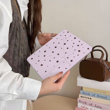 Brown purple star Y fold tri fold shockproof iPad case