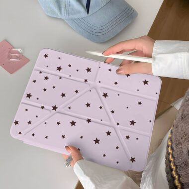 Brown purple star Y fold tri fold shockproof iPad case
