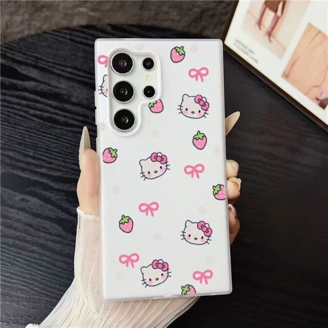Strawberry bow Kitty soft shockproof Samsung phone case