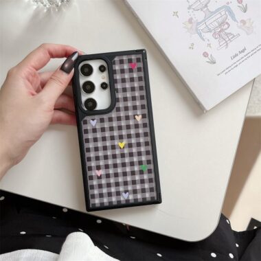 checker strawberry heart smiley hard Samsung phone case