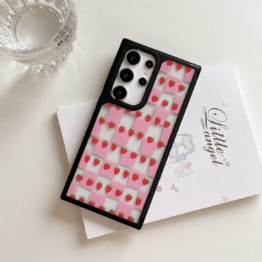 checker strawberry heart smiley hard Samsung phone case