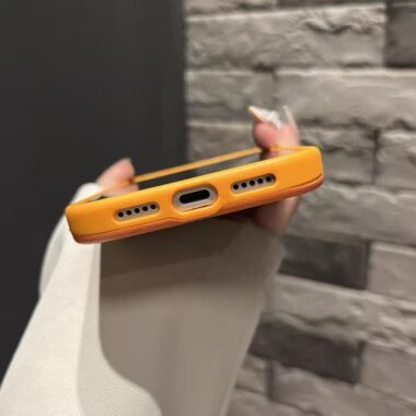 Orange green stripe patchwork puppy shockproof iPhone 17 case