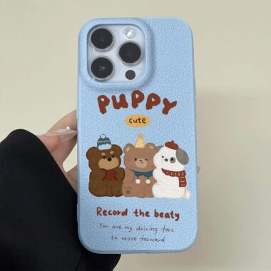 Cute three happy bears full cover soft shockproof iPhone 16 17 case